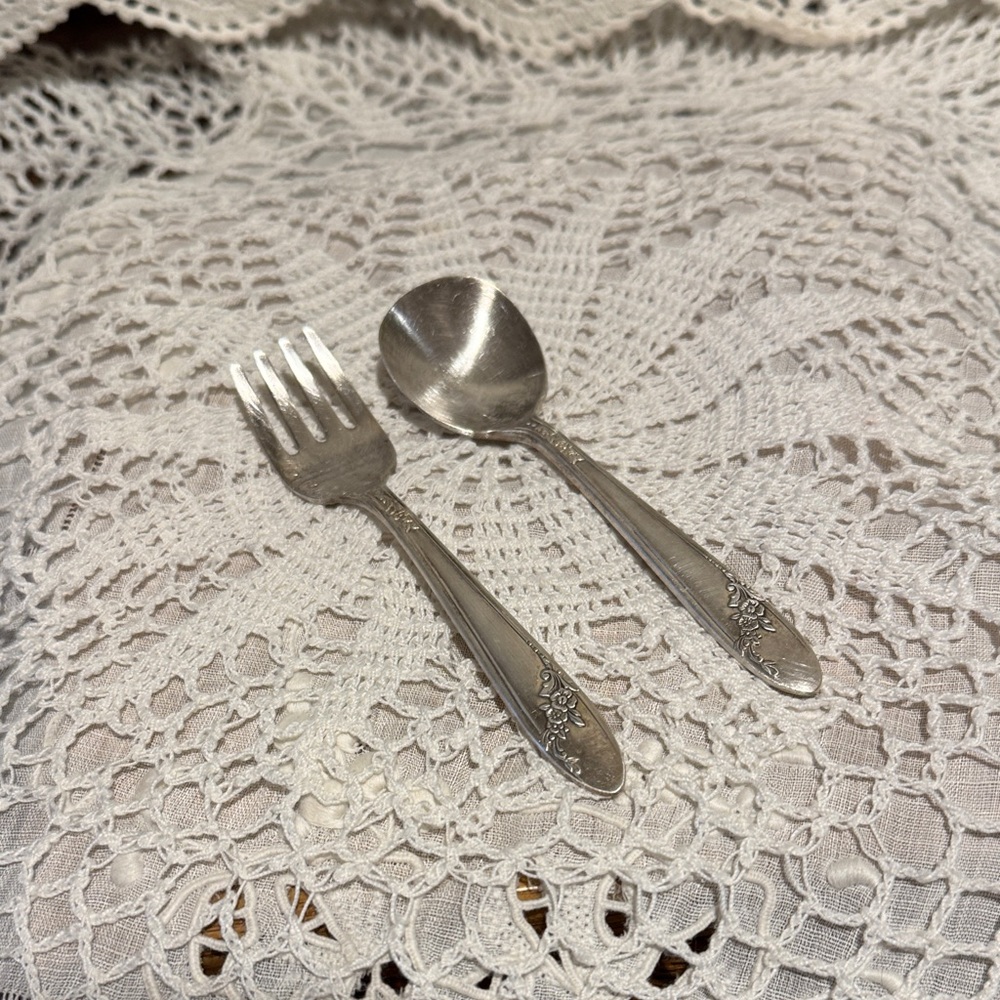 Children’s Fork & Spoon Set Queen Bess ll Silver-plated
